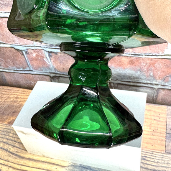 Fostoria Glass Emerald Green Coin Dot 8 1/2" Wedding Bowl Covered Candy Jar Lid‎ - Picture 9 of 13